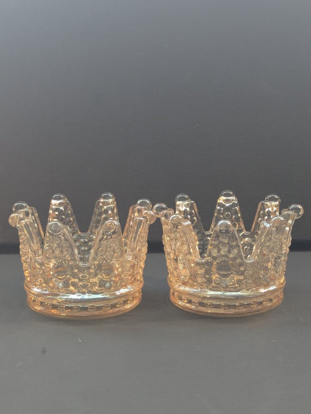 Glass Crown Candle Holder, Set of 2